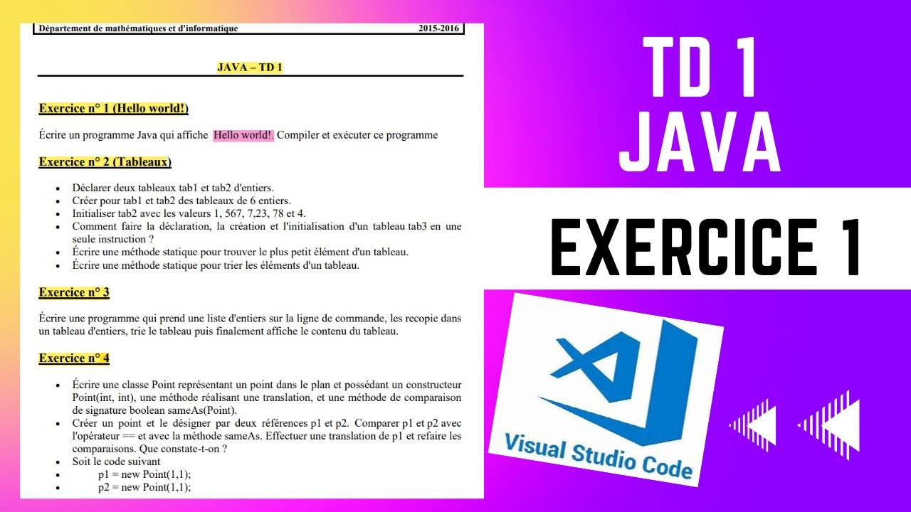 Java exercice corrige TD 1 -IMPLEMENTATION SUR VSCODE- - YouTube