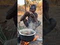 Hadzabe Roasting Wild Meat with Slow Ember Heat #Hadzabe #EmberHeat #WildMeat #FireCooking #shorts
