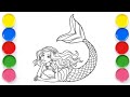 Disney barbie mermade colouring guide on youtubecute mirmade drawing easymagicpearlstar