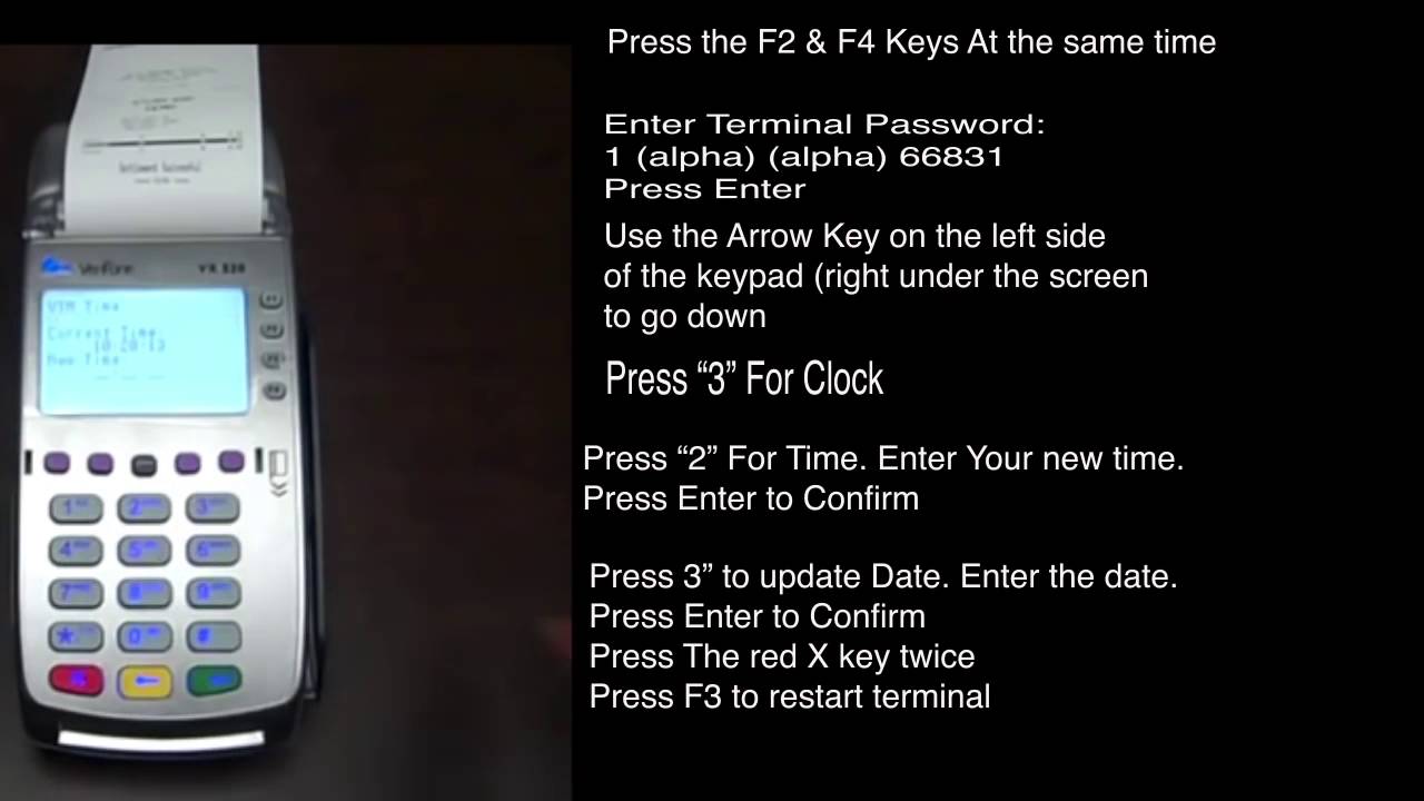 How To change the Date and time Verifone VX 520 NFC - YouTube