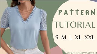 CASUAL BLOUSE  PATTERN TUTORIAL/ BEGINNERS FRIENDLY/ SIZE: S/M/L/XL/XXL #pattern #tutorial #blouse