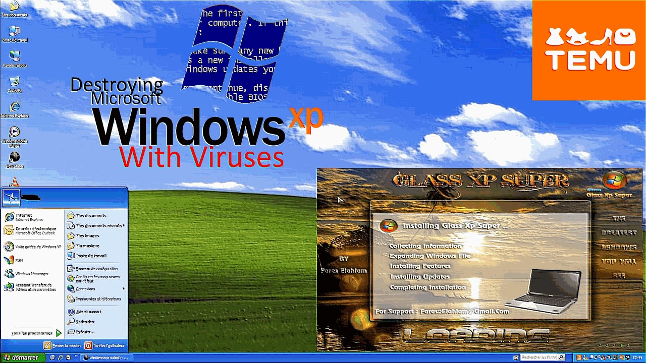 Destroying TEMU Windows XP With Viruses - YouTube