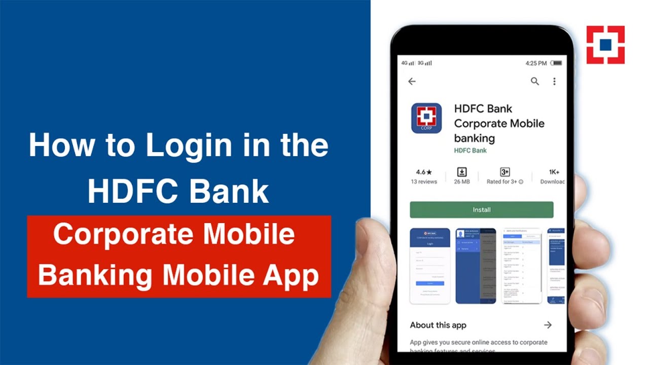 HDFC Bank Corporate Mobile Banking - How to Login in the Mobile App -  YouTube