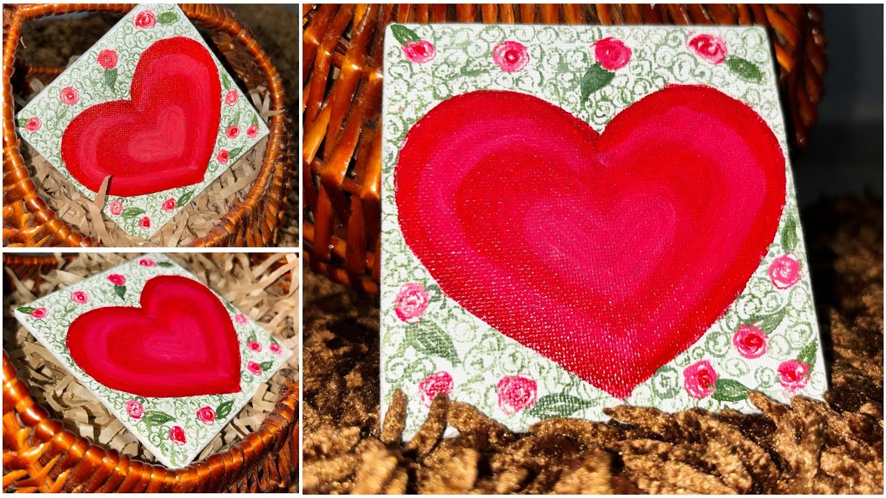 Easy Valentine's Day Canvas Painting - YouTube