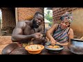 African village life  cooking most appetizing traditional food in the village  west africa