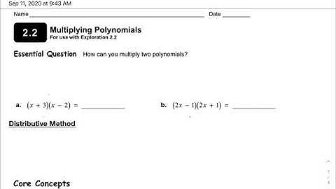 2.2 Multiplying Polynomials