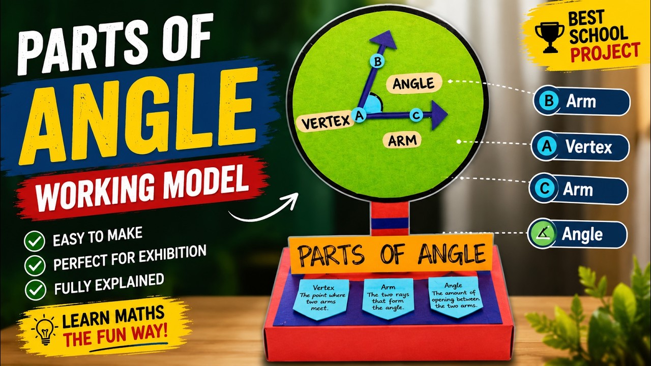 Parts of an Angle Maths Working Model | Angle TLM Project | School ...