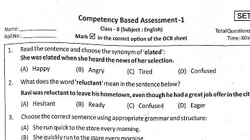 8th class msra English paper solution 
