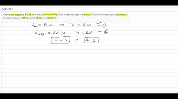 A particle is executing `SHM`. Find the positions of the particle where its speed is `8 cm//s`