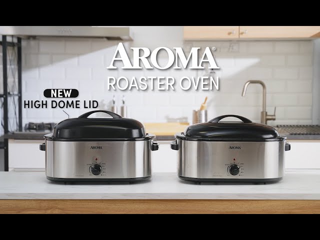 Aroma 22 Quart Electric Roaster Oven Stainless Steel with Self-Basting Lid,  ART-712SB 