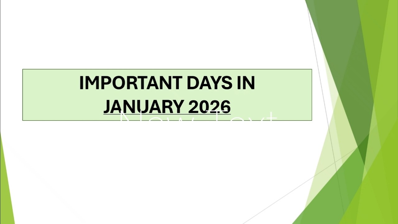 महत्वपूर्ण तिथियां जनवरी 2026 विस्तार से || IMPORTANT DAYS IN JAN 2026 IN DETAIL ||