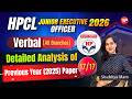 HPCL JEO, Verbal (All Branches) Detailed analysis of previous year papers English