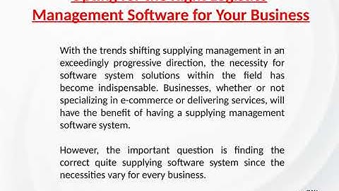 Logistics Management System by Sagar Informatics