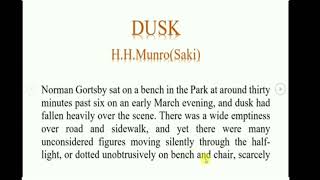 10th English L1 Dusk by Miss Rohini