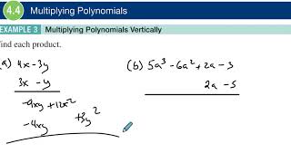 4.4 Example 3 Multiplying Polynomials Vertically