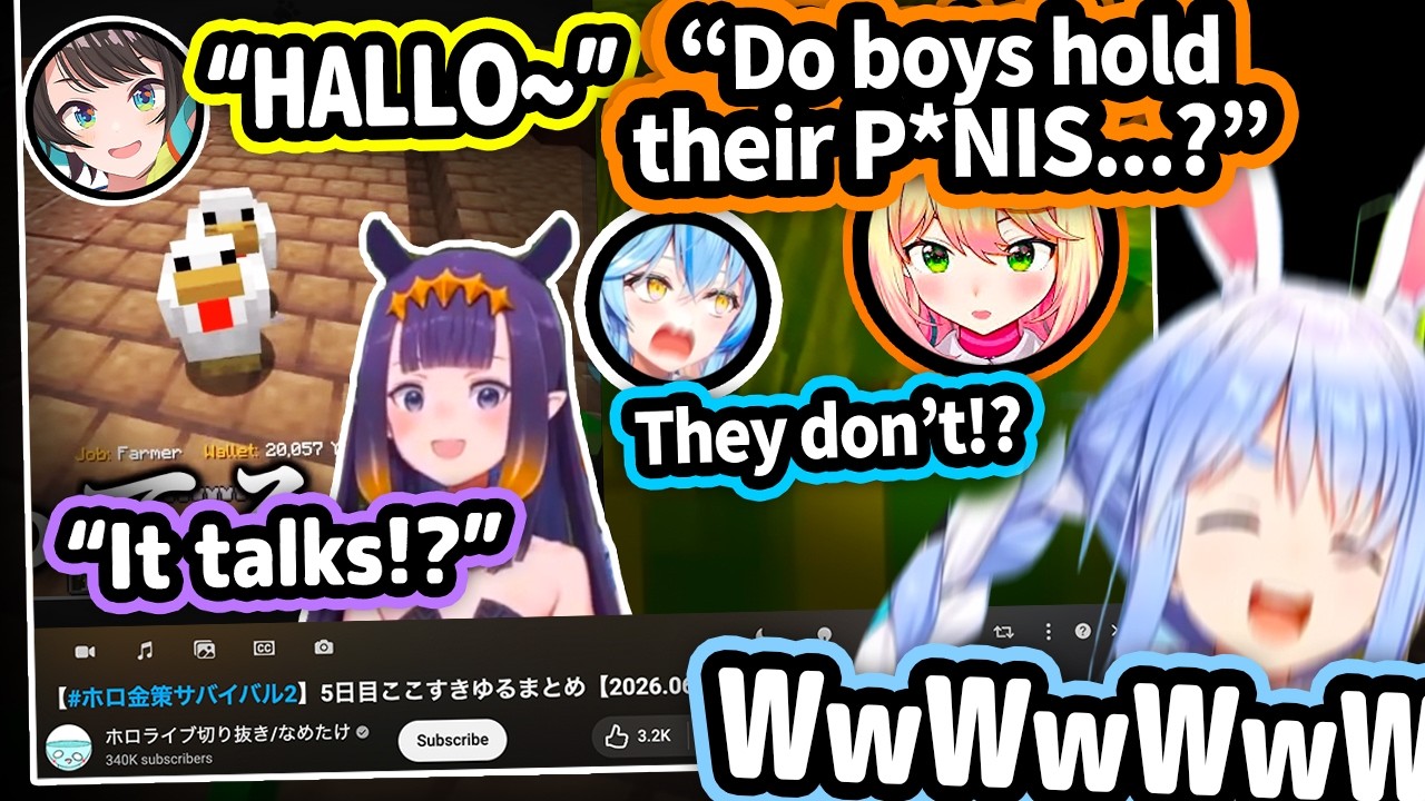 Pekora's Reaction To Clip of Ina Thinking Chicken Was Subaru and Nene's PP Convo With Lamy【Hololive】