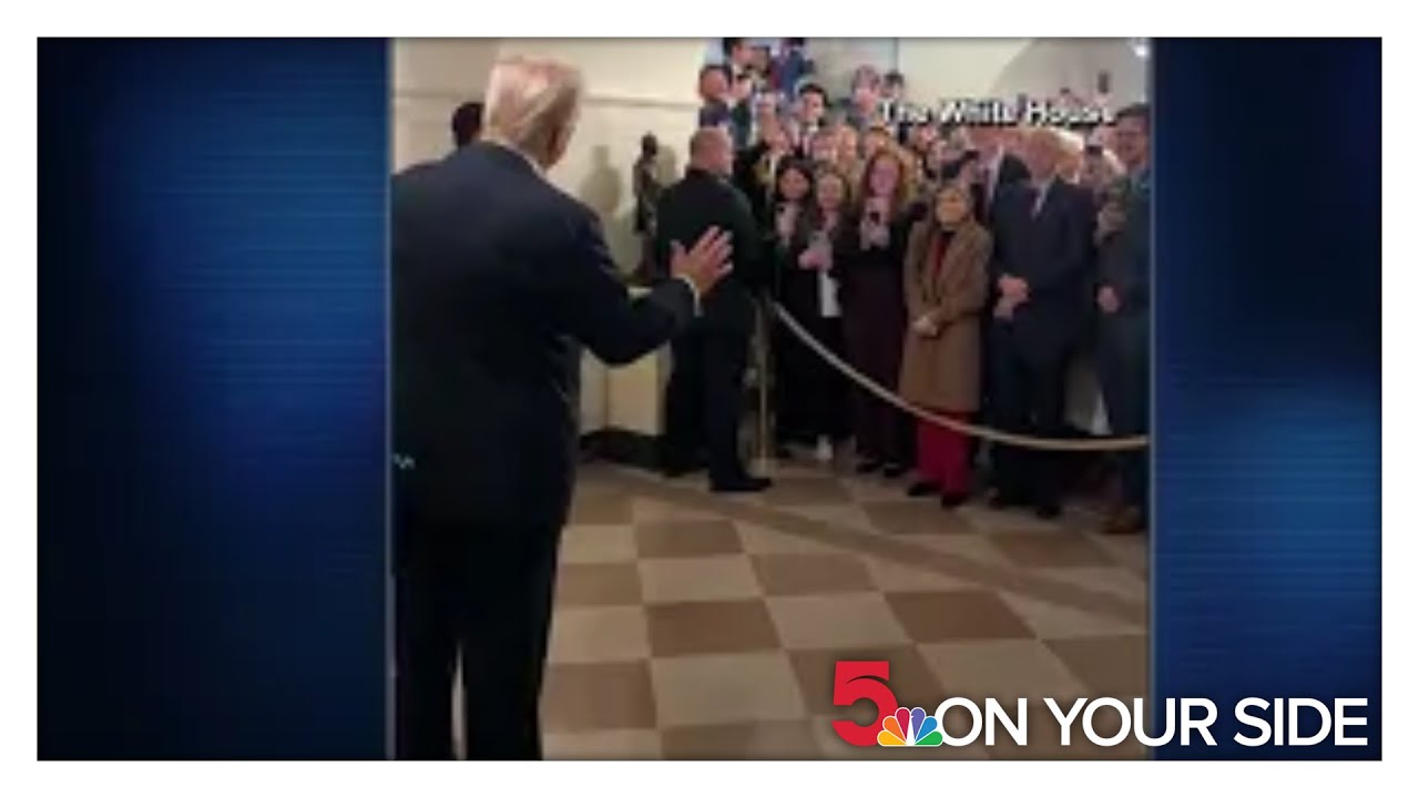 President Trump says hello to first White House tour group of his ...