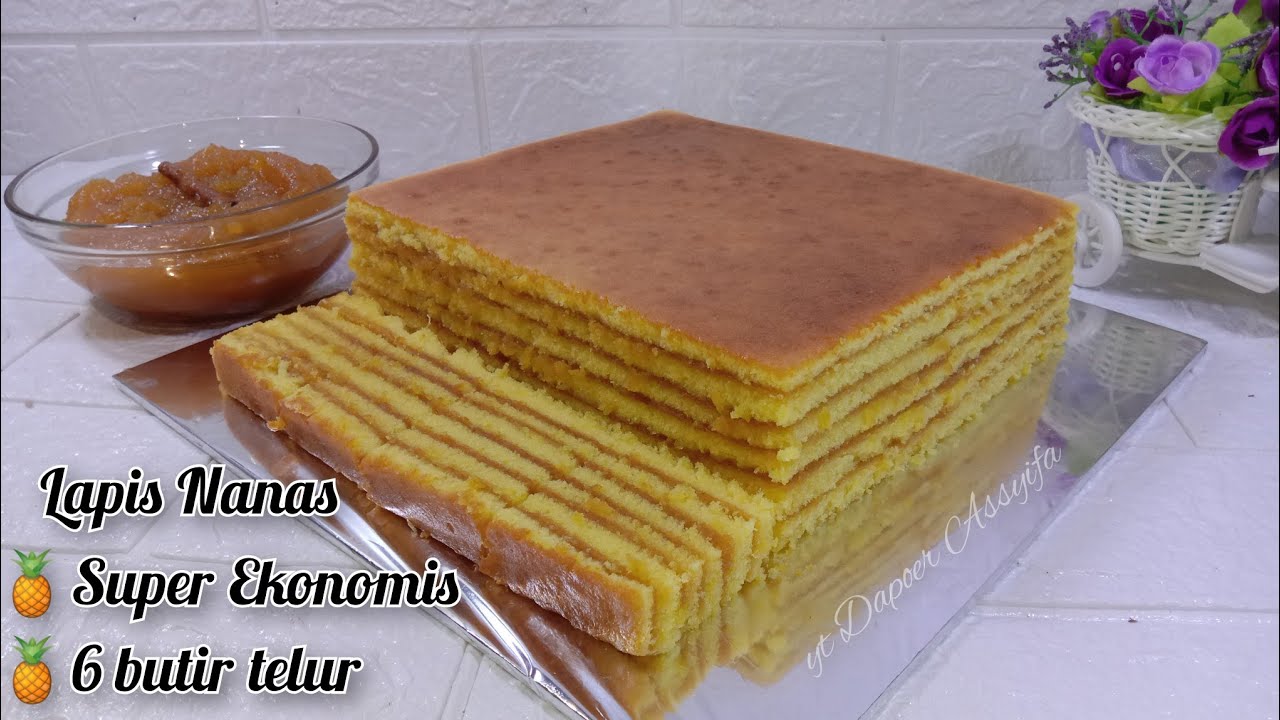Lapis Nanas Ekonomis || Cuman 6 butir telur.. Hasilnya Super Enak dan Lembut Banget !!