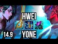 Hwei vs yone mid  rank 2 hwei 7210 rank 17  euw challenger  149