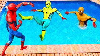 Rainbow Spiderman Water Pool Jumps Ragdolls (Spiderman Water Fails Ragdolls & Funny Momments)