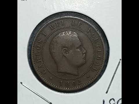 PORTUGAL 1892 10 REIS COIN - KING CARLOS I #numismatics