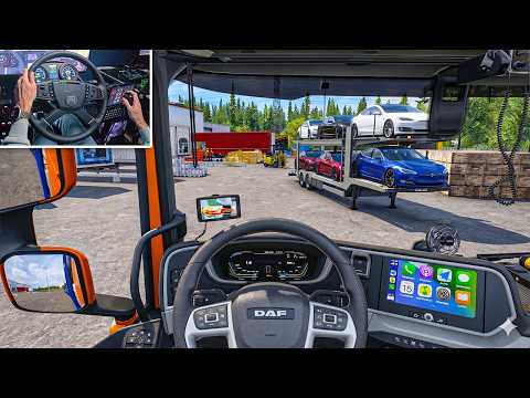 🚚 ETS2 - Delivering Teslas through Beautiful Roads | Steering Wheel Gameplay