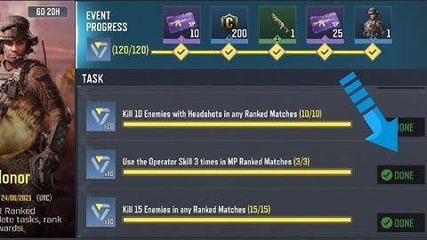 Call Of Duty Mobile Use the Operator Skill 3 times in MP Ranked Matches Task Complete