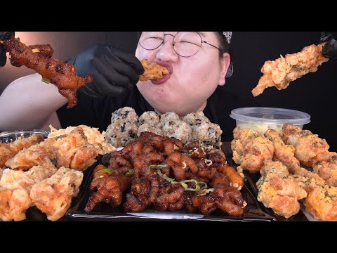 SUB) 하앍~쫀득쫄깃[[ 매콤 닭발 닭발후라이드 주먹밥 계란찜 ]] 먹방 Spicy Chicken Feet Fried Chicken Feet Rice Ball Mukbang