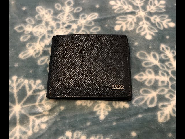 BOSS - Monogram-embossed billfold wallet in grained leather