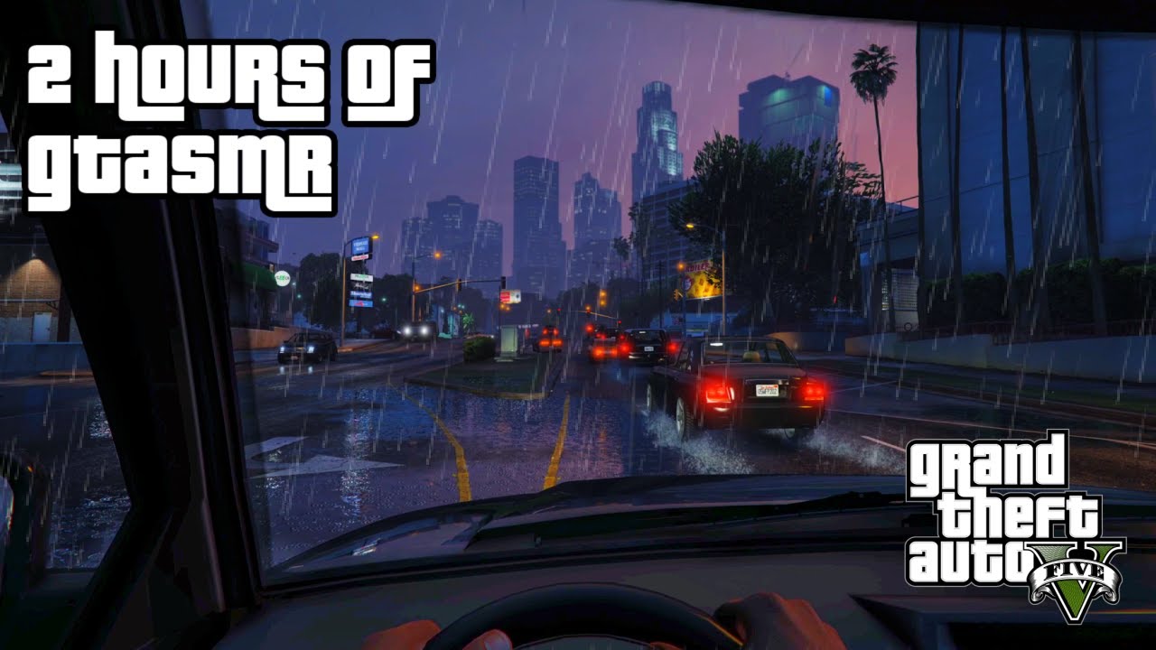 2 HOURS GTA ASMR 🌆 Driving Around Until You Fall Asleep 🌃 Ear to Ear Whispering ✨ Rain & Car Sounds