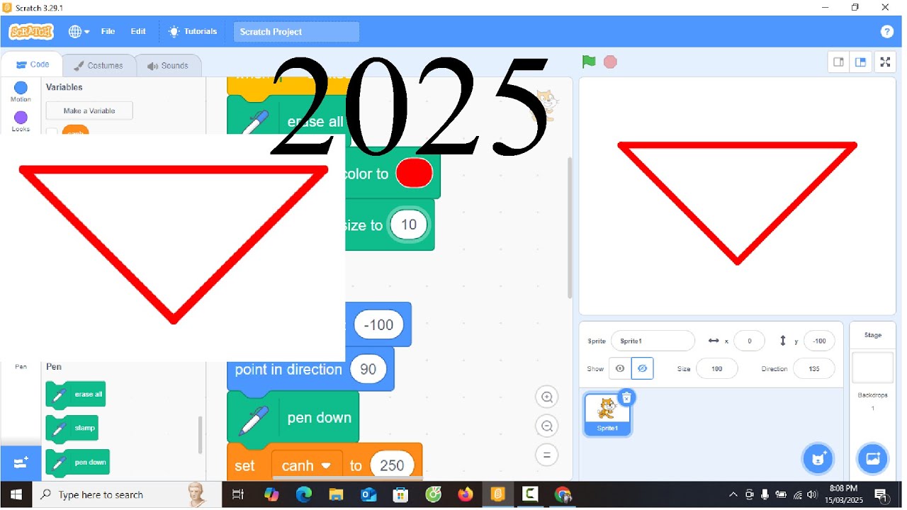 🔴 Scratch | how to draw right isosceles triangle - YouTube