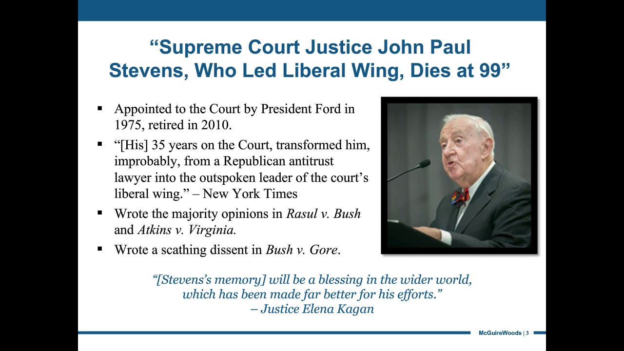 Supreme Court Justice John Paul Stevens, Who Led Liberal Wing, Dies at 99 -  The New York Times