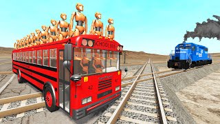 Train vs Cars And Truck Rescue Cars Speed Bumps Tractor vs Rails - BeamNG.Drive