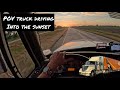 POV Truck Driving Into The Sunset In Louisiana