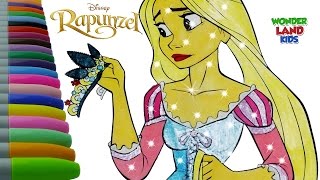 Disney Princess Rapunzel Brightly Colored Painting // Learning Coloring Page Painting for Children