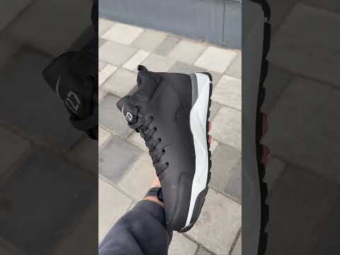 Зимние кроссовки nike 270 мужские, крутые спортивные ботинки на меху кожаные, черные найк, видео 1