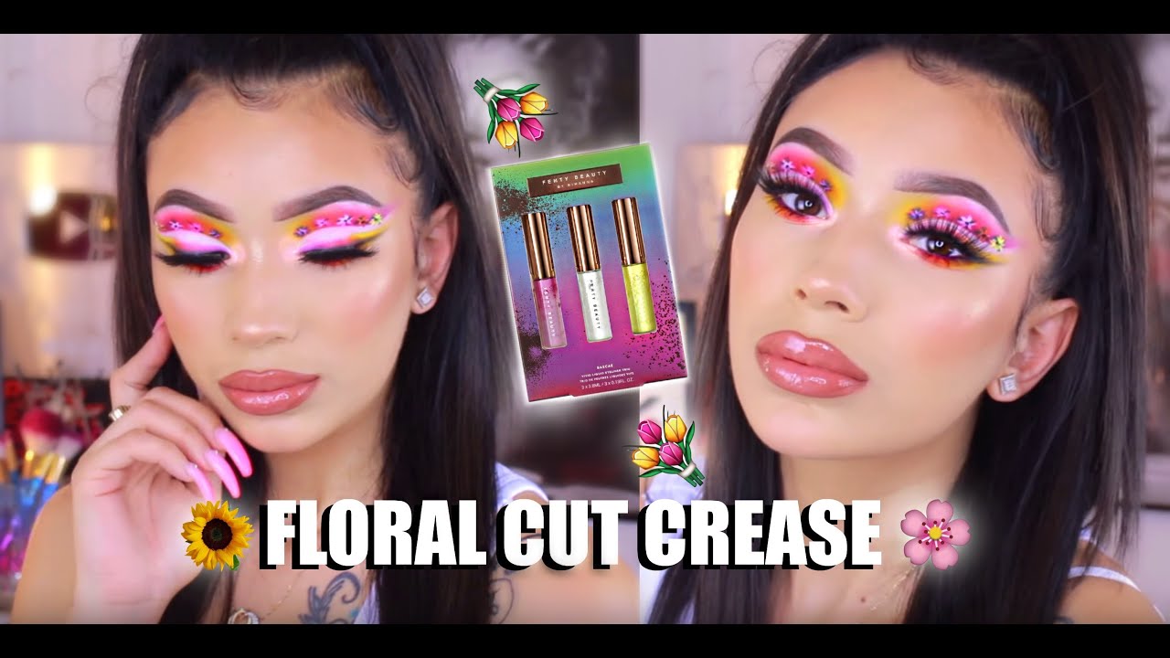 Floral Cut Crease Makeup Tutorial * NEW FENTY VIVID LINERS*