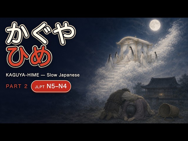 Kaguya-hime かぐや姫 Part 2 | Slow Japanese Folktale for Beginners
