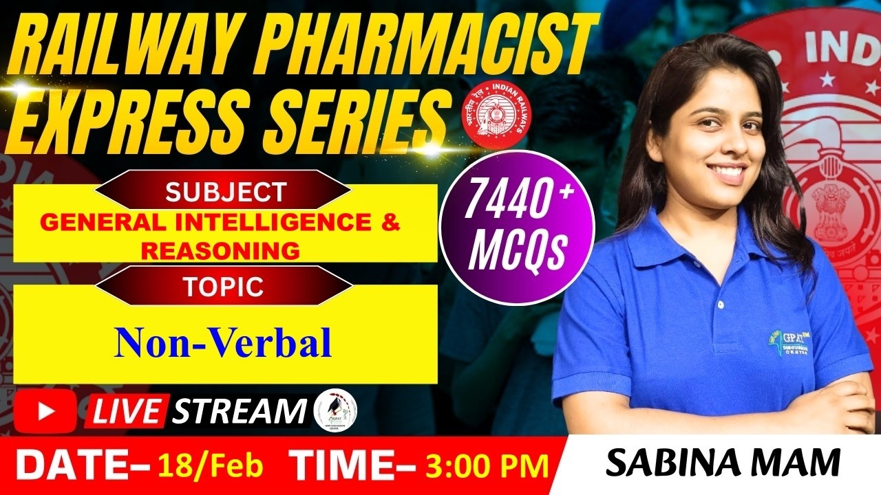 L- 116 | Non- Verbal: General intelligence & Reasoning || RAILWAY(RRB) PHARMACIST 7440+ MCQ's