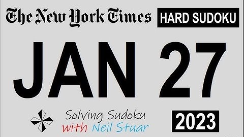 NYT HARD SUDOKU January 27, 2023