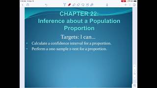 Ch22 - Inference About a Population Proportion