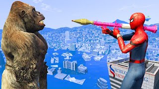 GTA 5 Water Ragdolls Red Spiderman VS Gorilla (GTA 5 Euphoria Physics Funny Moments and Fails)