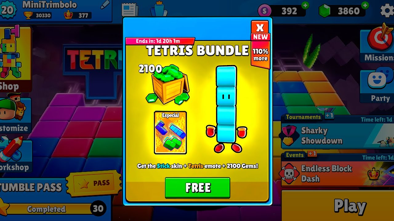 Game Tetris - Stumble Guys - Queen Bee Festas