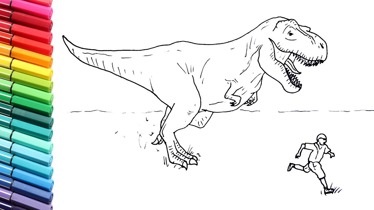T Rex Eating Coloring Page