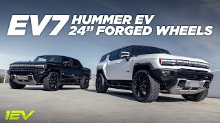 GMC Hummer EV 👉🏻 Upgraded! 24" EV7 Fully Forged Wheels Finished in Satin Black, Nitto Grappler Tires