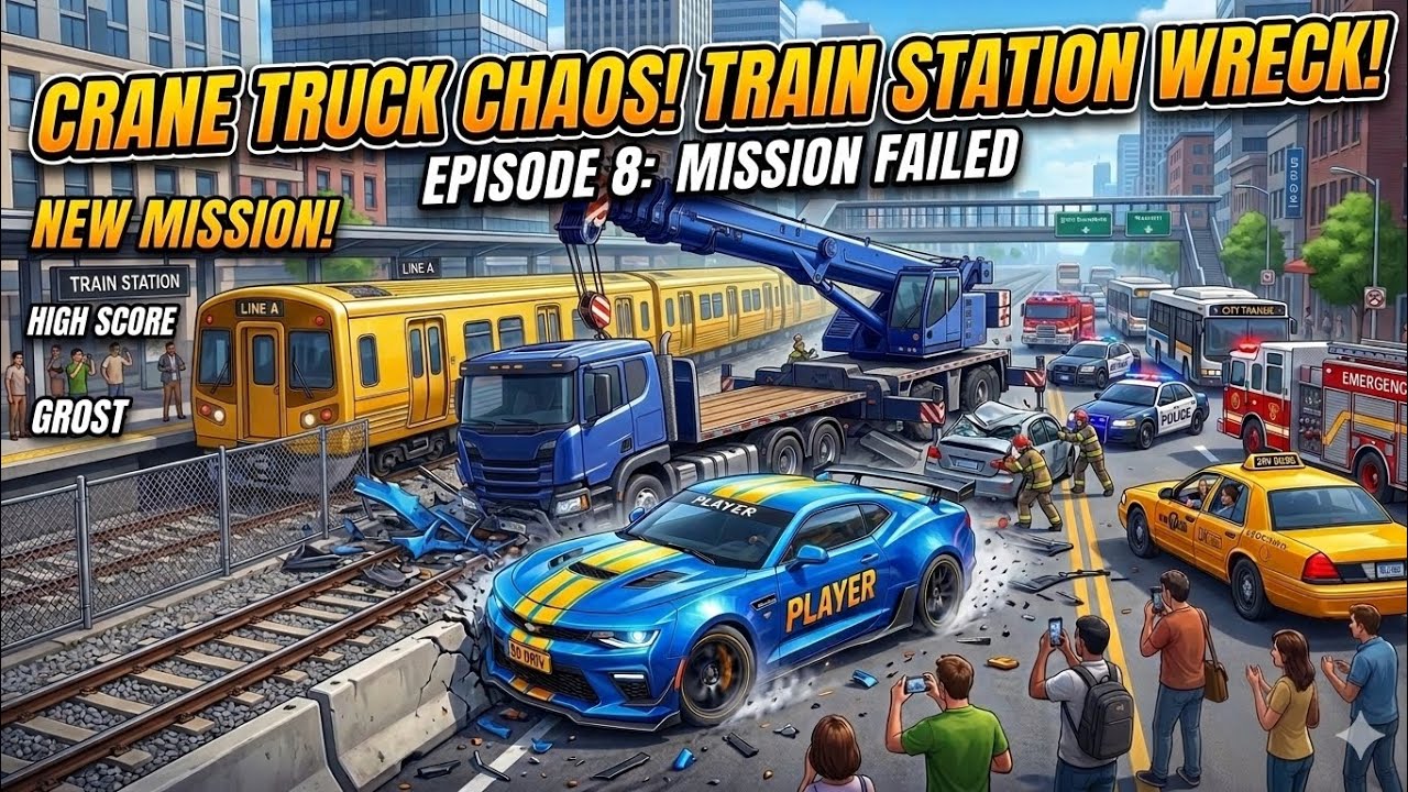 i drive crane truck and go train station and accident on train🥰🥰🥰🤑🤑