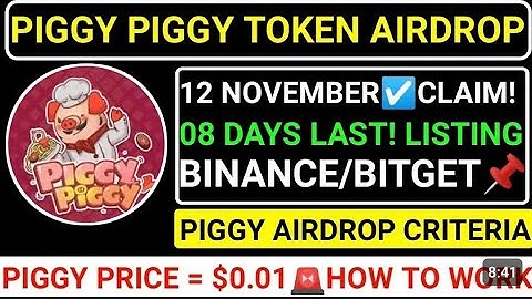 piggy Airdrop Earn $30-50$ In 4,5 days| How to deposit $PGC Token to Exchange | Piggy piggy Token