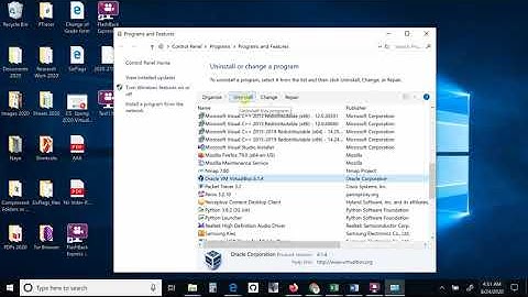 Removing Oracle Virtualbox from Windows 10
