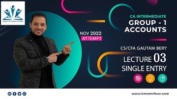 L3 - CA INTERMEDIATE 2022 - SINGLE ENTRY SYSTE(Accounts from incomplete records )