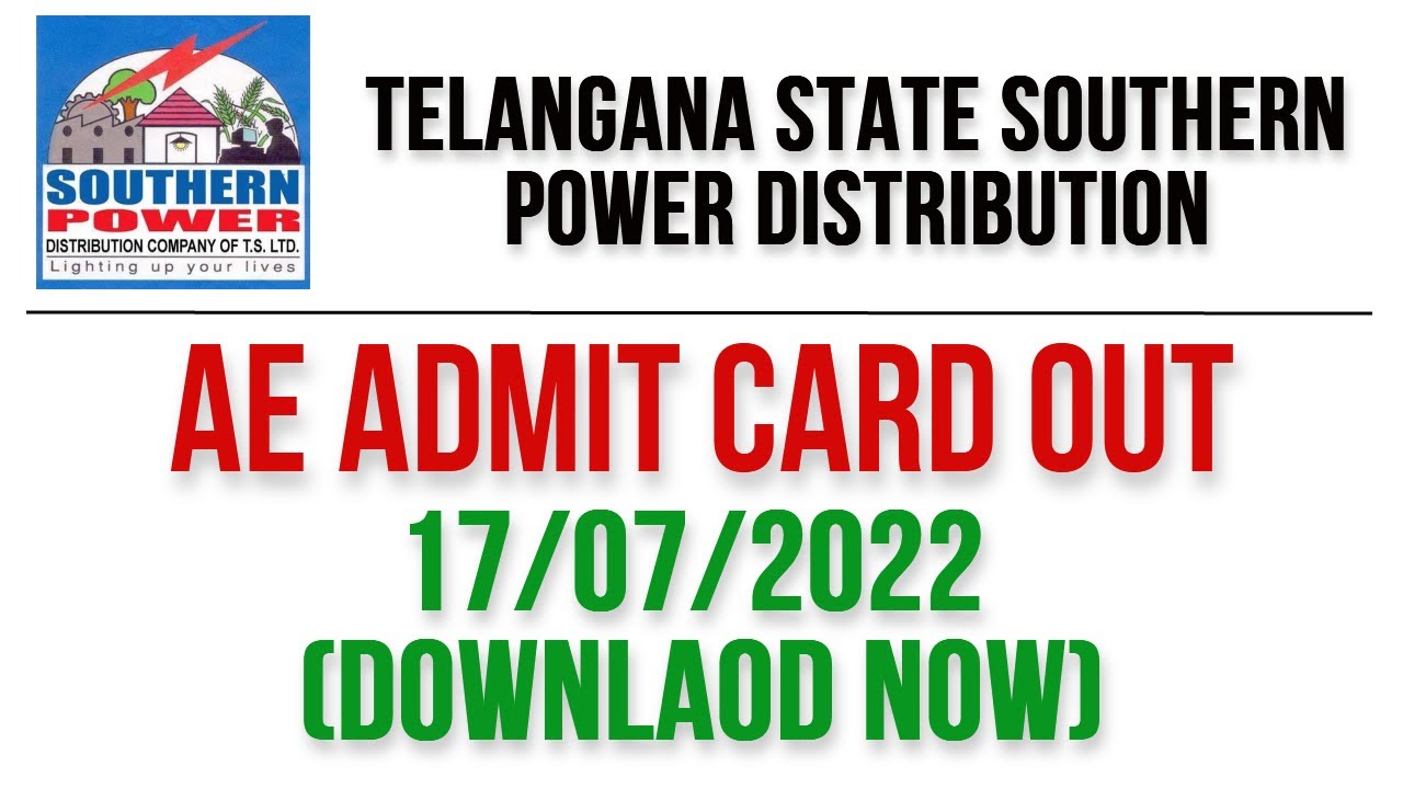TSSPDCL AE Admit Card Out | Southern Power Distribution Company Of Telangana Ltd. | AE & JL E-Admit